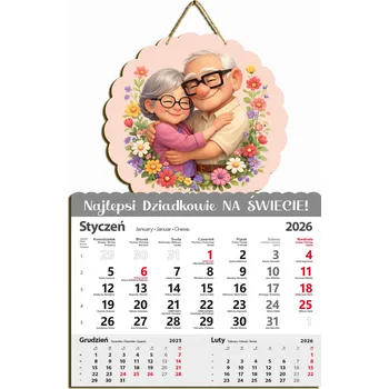 Kalendář Nástěnný kalendář 2026 Nejlepší prarodiče Dárek ke Dni babiček a dědečků