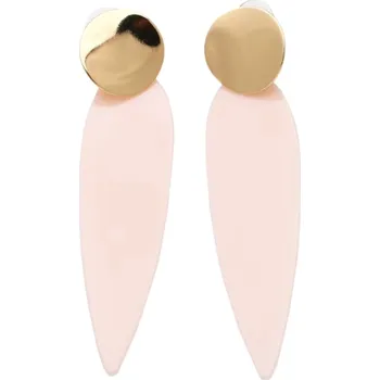 Náušnice Růžové náušnice světle pastelové akrylové lehké klasické zlaté kulaté