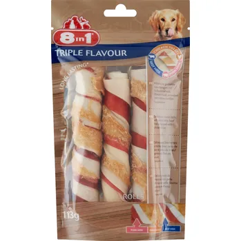 Pamlsek pro psa 8in1 Triple Flavour Doplněk stravy pro dospělé psy, žvýkací pamlsky 113 g