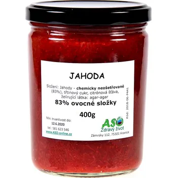 ASO - Zdravý život Jahoda doslazovaná panelou bio Hmotnost: 400g