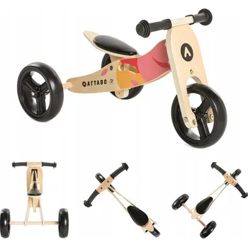 Dětské vozidlo Odrážedlo Odrážedlo ATTABO Ride 2v1 7" růžové dětské LEHKÉ NASTAVITELNÉ