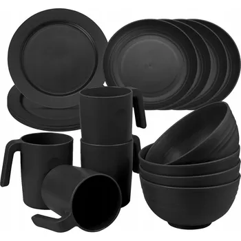 Kempingové nádobí TURISTICKÉ NÁDOBÍ PŘÍBORY TALÍŘE KEMPINGOVÁ SADA PRO PŘEŽITÍ PRO 4 OSOBY 16 DÍLŮ XL