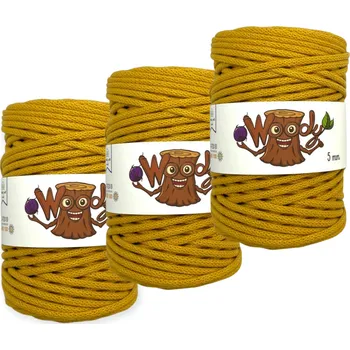 Příze 3x Woody 5 mm – Hořčicová (100m)