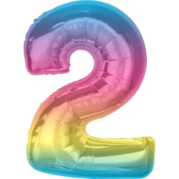Balónek Fóliový balónek Smart, číslice 2, duhový, 92 cm AA