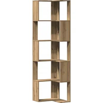 Knihovna Rohová police 5-úrovňová z dřevotřísky, dub artisan, 50x50