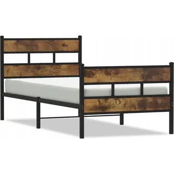 Postel Rám postele černý s čelem a úložným prostorem 207 x 105 x 91,5 cm