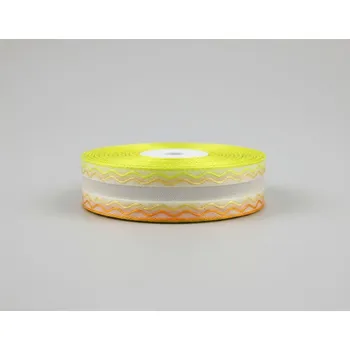 Stuha Plátnová stuha se vzorem a drátem 25 mm, oranžovo-žlutou