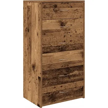 Komoda Komoda 50 x 34 x 96 cm v barvě staré dřevo se 6 zásuvkami