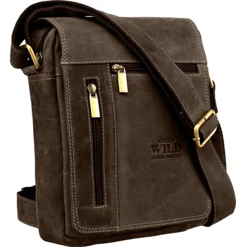 Středně velká tmavěhnědá kožená crossbody taška Always Wild 10-MH