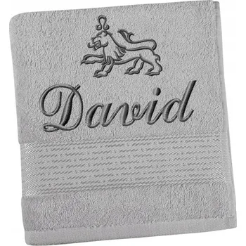 Osuška Froté osuška s výšivkou Bellatex se jménem a znamením zvěrokruhu, šedá, 70x140 cm