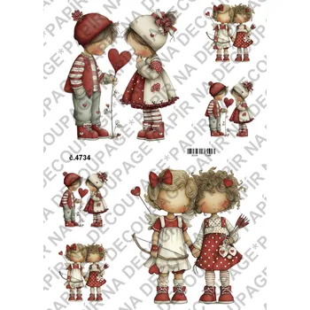 Umělecký papír Rýžový a soft papír na decoupage - Valentýnky - KB4734 Materiál: Soft, Rozměr: A4