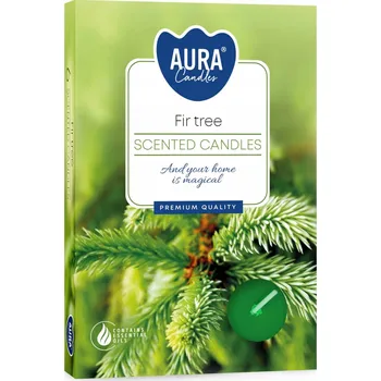 Svíčka Parafínová vonná svíčka Jedle Aura 6 ks