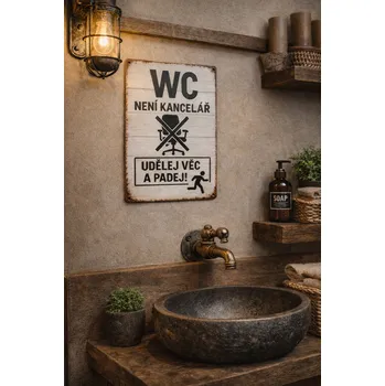 Plechová cedule Plechová cedulka WC není kancelář