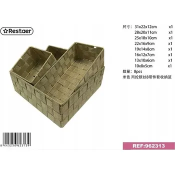 Úložný box Běhoun z polypropylenové šňůry, 8 kusů v béžové barvě