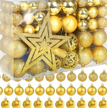 Vánoční dekorace VÁNOČNÍ BAŇKY NA VÁNOČNÍ STROMEČEK 6/4/3 cm SET 100 Ks