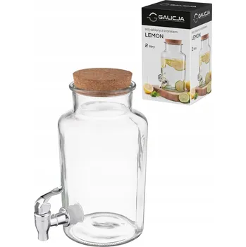 Dávkovač nápoje Skleněná nádoba na nápoje s kohoutkem Lemon Galicja 2l