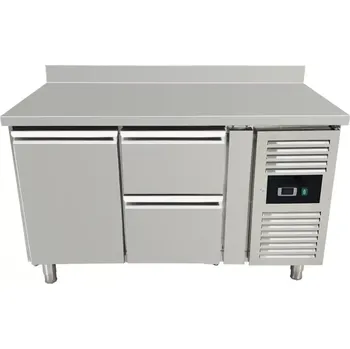 vasegastro Chladicí stůl se zadním lemem, 1 dvířky a 2 šuplíky vpravo