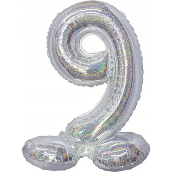 Balónek Balón ČÍSLICE 9 stojící holografický k NAROZENINÁM 72 cm