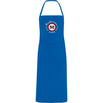 Kuchyňská zástěra Kuchyňská zástěra s výšivkou jako dárek k 50. narozeninám – Výšivka 50