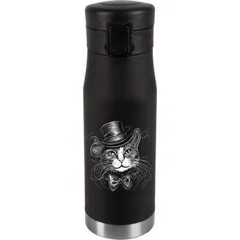 Termohrnek Termohrnek s personalizací, Dárek k narozeninám, stříbrný, KOČKA 004