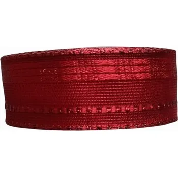 Stuha Plátnová stuha s monofilem, metaloplastem a drátem 40 mm, latéPlátnová stuha se vzorem, monofilem, metaloplastem a drátem, 40mm, červená