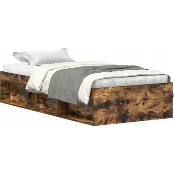 Postel Rám postele 193x78x35 cm v barvě kouřového dubu s přihrádkami