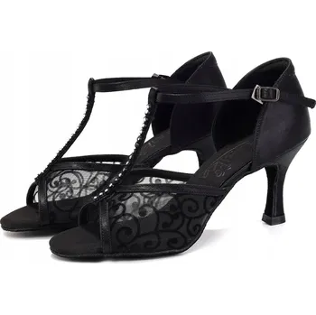 Dámské lodičky Lelka taneční boty na latino 233 - černé - podpatek 7,5 cm, velikost 42
