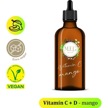 Doplněk stravy M.E.G Tekutý Vitamín C + D - Mango se sladidlem