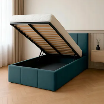 Postel Čalouněná dvoulůžková postel Mabeno 90x200 modré odstíny