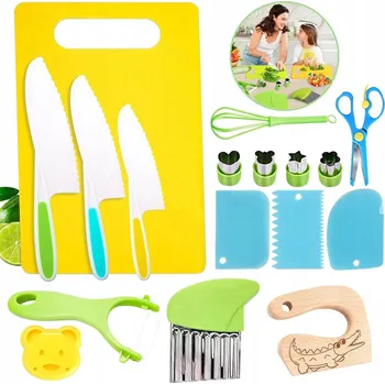 Kuchyňský nůž 17dílná SADA BEZPEČNÝCH NOŽŮ PRO DĚTI PRO SKUTEČNÉ VAŘENÍ