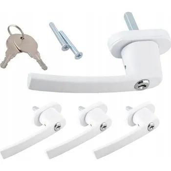 Okenní klika 4x BÍLÁ OKENNÍ KLIKA SE ZÁMKEM A KLÍČEM
