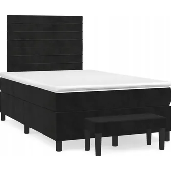 Postel Kontinentální postel se sametovým čelem 203 x 120 x 118/128 cm, černá