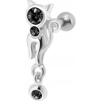 Náušnice Náušnice do ucha - Kočka s krystalem 1,2/6