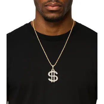Náhrdelník ZLATÝ US ZNAK DOLARU ZIRKONY NÁHRDELNÍK BIŽUTERIE HIP HOP