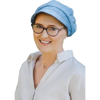 Čepice Eva Design lněný turban modrý, univerzální velikost