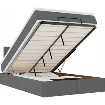 Postel Postel s otomanem, tmavě šedá, 203 x 120 x 88 cm, matrace 120 x 200 x 20 cm