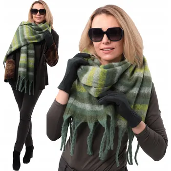 Obraz DÁMSKÁ ZELENÁ ŠÁLA S PRUHY – elegantní, měkká a moderní DÁREK pro ni