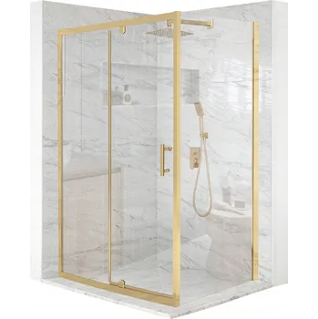 Sprchový kout obdélníkový otevírací zlatý 100x80cm sklo 6mm + povrchová úprava