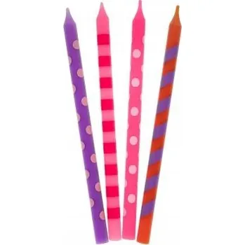Dortová svíčka Narozeninové svíčky puntíky růžové 16 KUSŮ