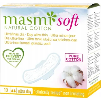 Menstruační vložka Vložka Masmi Soft ultratenká bavlněná s křidélky pro denní použití 10 ks