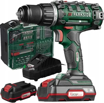 Aku Vrtačka PARKSIDE PABS 20 Li G8 45Nm + 2 Akumulátory 2Ah + 72 Dílů Příslušenství