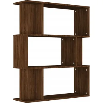 Knihovna Hnědý regál dub 80 x 24 x 96 cm se 3 velkými a 6 menšími přihrádkami