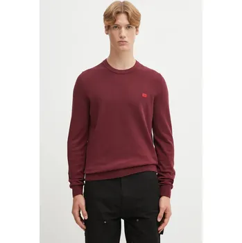 Pánský svetr Bavlněný svetr HUGO San Cassius-C1 50475083 burgundské 83X, vel. XL