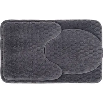 Koupelnová předložka KOUPELNOVÁ PŘEDLOŽKA WC 3-DÍLNÁ SADA ANDORA ŠEDÁ TMAVÁ