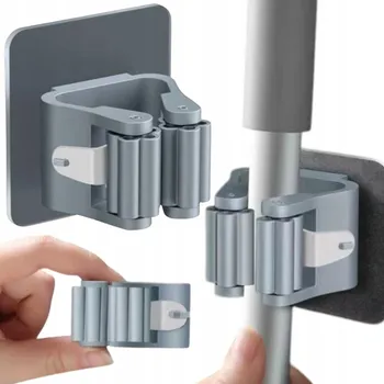 Věšák VĚŠÁK SAMOLEPICÍ DRŽÁK NA KARTÁČ MOPU NA HŮL BEZ VRTÁNÍ DO STĚNY