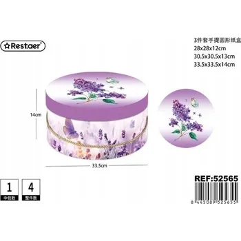 Dárková krabička Papírová Krabička s Vzorem Sada 3 Ks Kulaté Zuchy 33.5*33.5*14CM