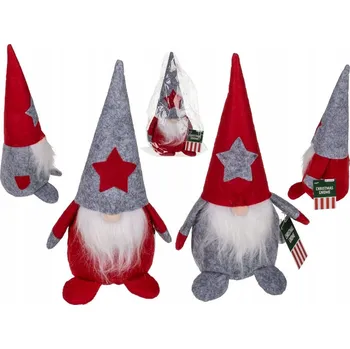 Vánoční dekorace Vánoční skřítek gnóm z plsti 25 cm Mikuláš vousy