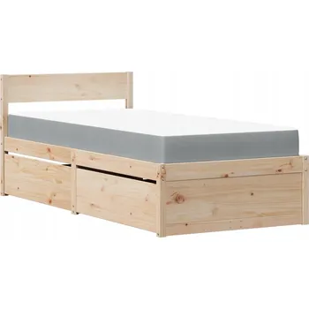 Postel Borovicová postel s taštičkovou matrací, 195,5 x 95,5 x 78 cm, bílo-světle šedá