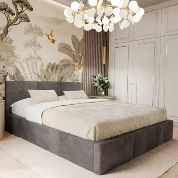 Postel Čalouněná dvoulůžková postel Muralo 140x200 grafit