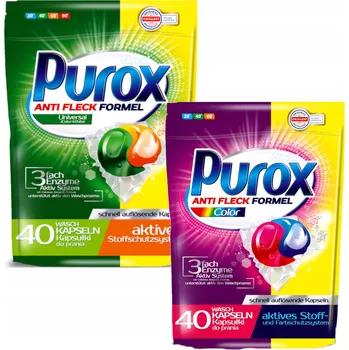 Kapsle na praní Kapsle na praní Purox Duo Caps Universal 2 x 40 ks